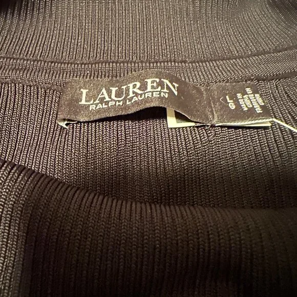 NWT | Lauren Ralph Lauren Women’s Fringe Off-The-Shoulder Black Top | Size Large - Picture 4 of 5